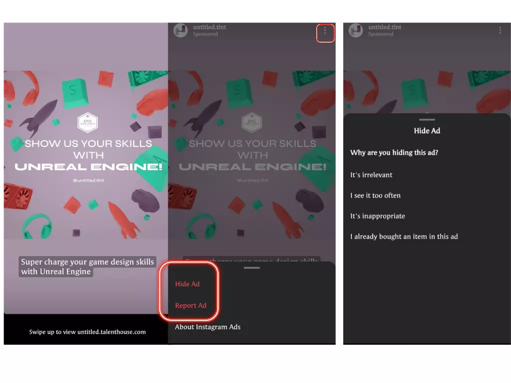 how to report Instagram Story ads
