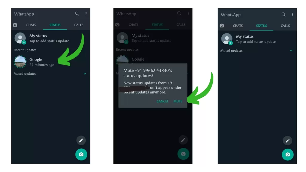 How to disable the Whatsapp Status feature