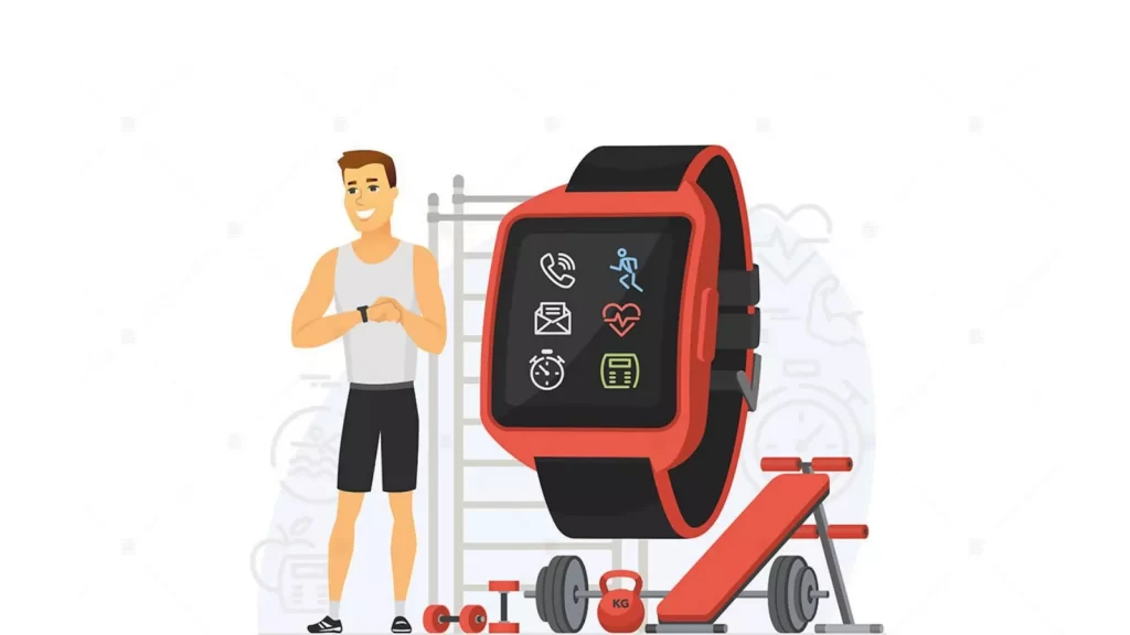 Fitness tracker - cartoon character illustration