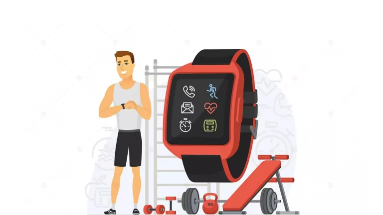 Fitness tracker - cartoon character illustration