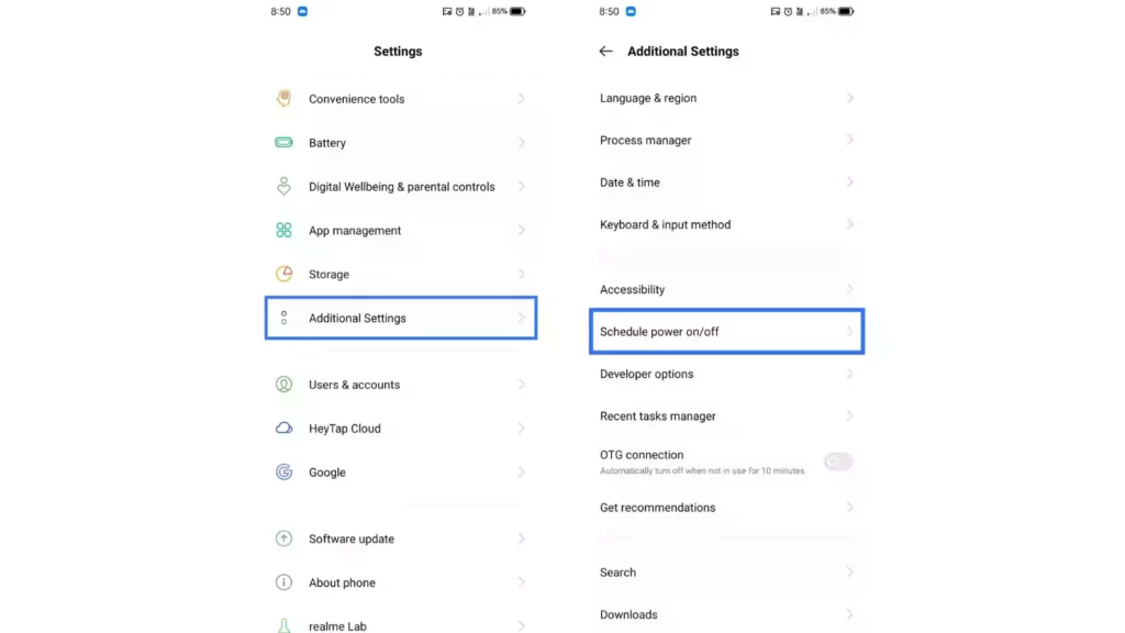 settings on a phone image