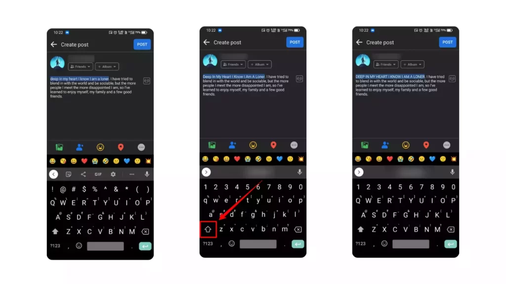Image showing that changing the text case using gboard