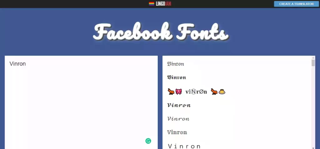 Image showing that Facebook fonts