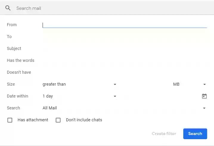 Image showing filtering mails in gmail