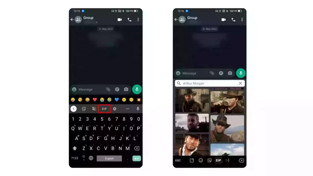 Image showing gifs in gboard