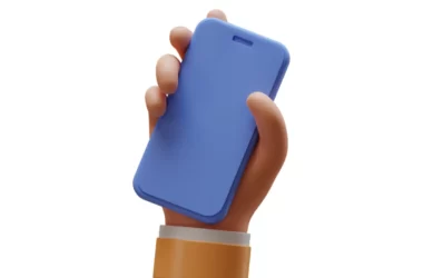 image showing hand holding smartphone in 3d