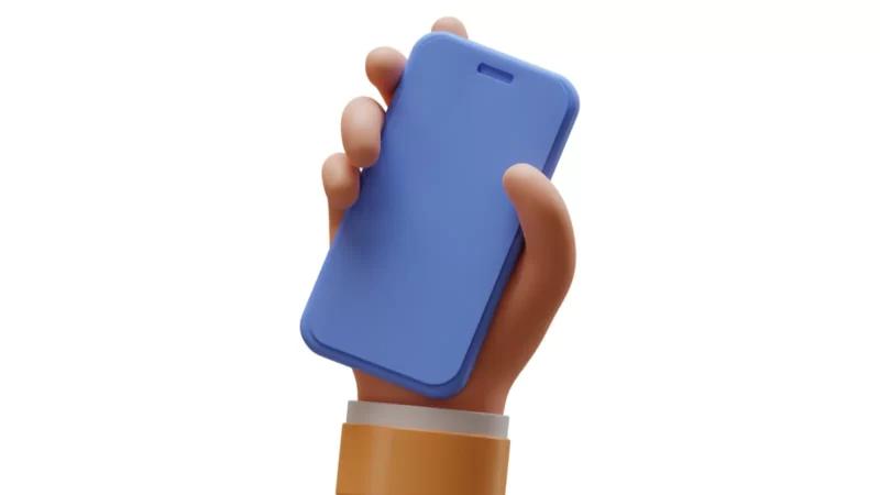 image showing hand holding smartphone in 3d