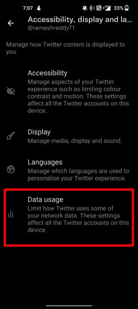 Once you are in, On the bottom click on Data Usage. 