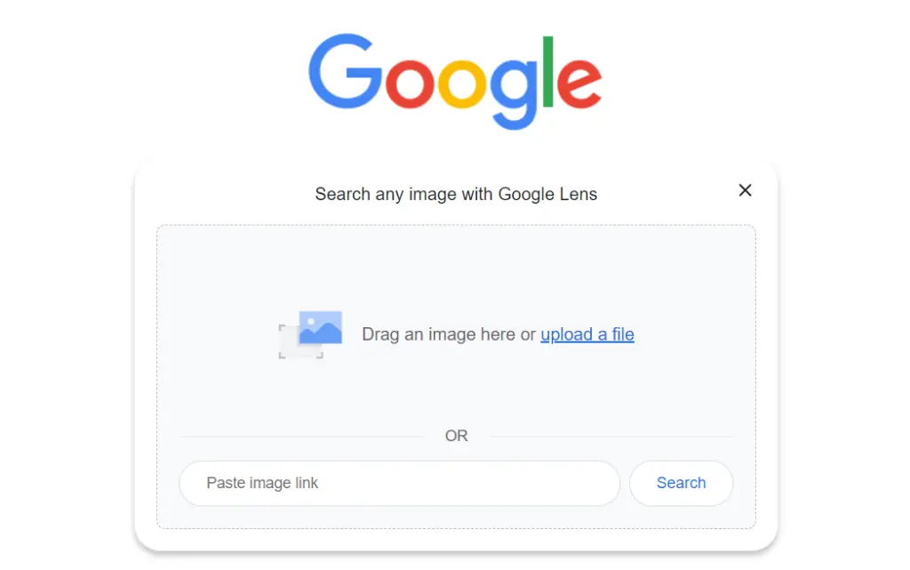 image showing Google lens on Google main search bar. 